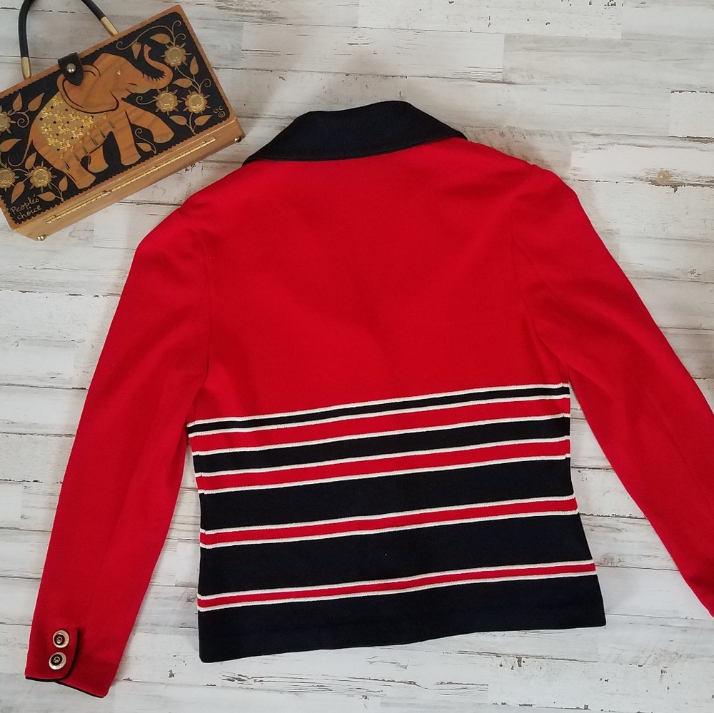 St. John Collection Red knit blazer jacket, sz 6 - Picture 7 of 8
